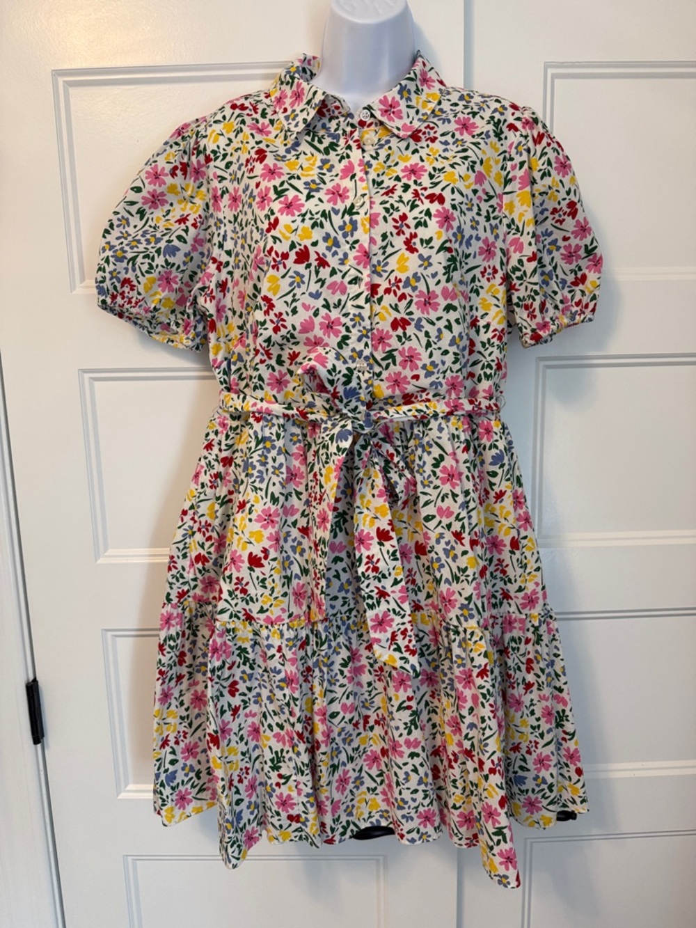 kate spade White Floral Mini Dress with Pink, Yellow & Green Print